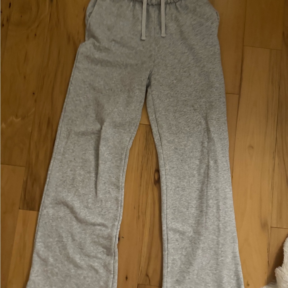 grey flared wide sweat pants